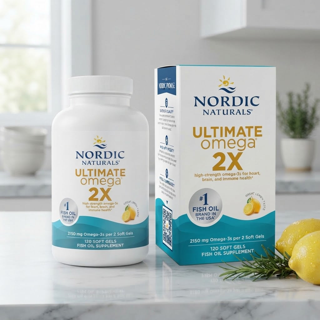 Nordic Naturals Ultimate Omega 2X High-Strength Lemon Flavor Fish Oil Supplement - 120 Soft Gels