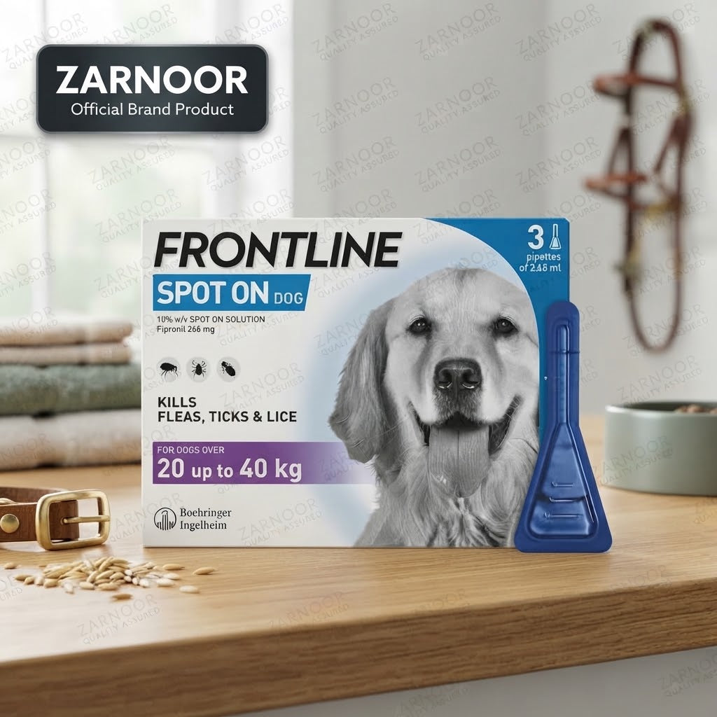 Zarnoor Frontline Spot On Flea, Tick & Lice Treatment for Large Dogs (20-40 kg) - 3 Pipettes