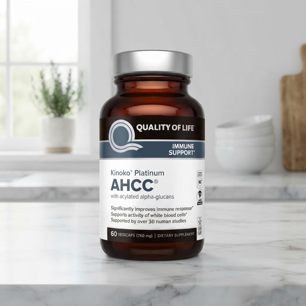 Quality of Life Kinoko Platinum AHCC with Acylated Alpha-Glucans Dietary Supplement - 60 Vegicaps