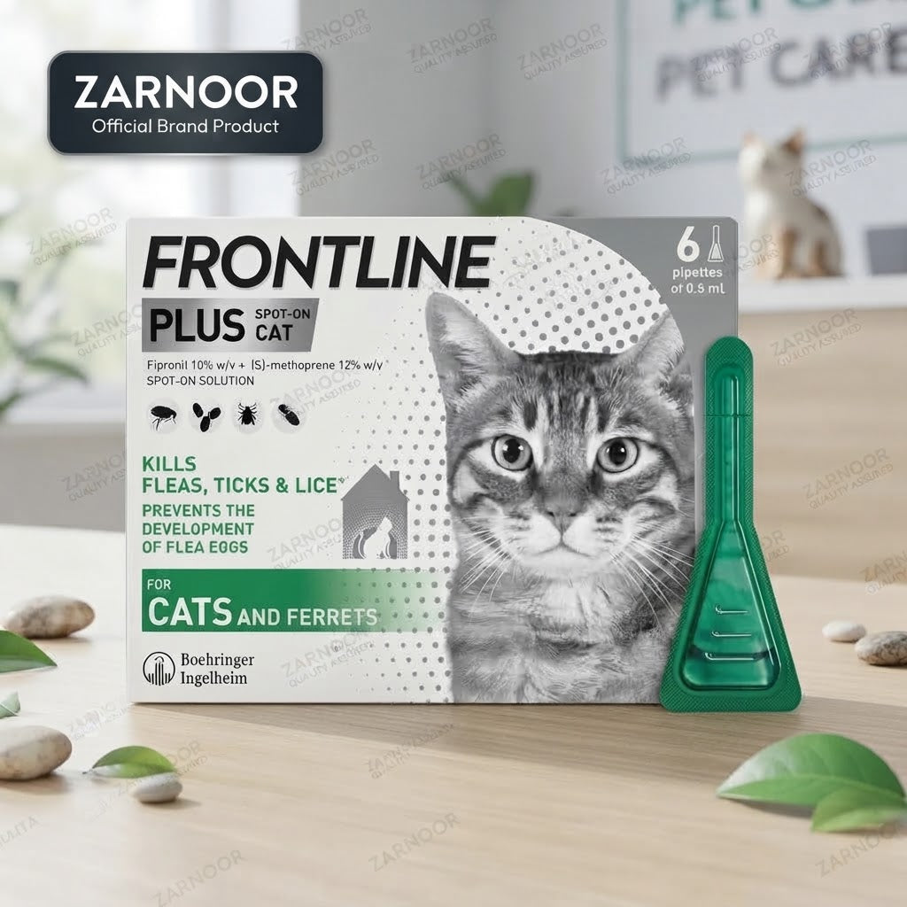 Zarnoor Frontline Plus Spot-On Flea, Tick & Lice Treatment for Cats & Ferrets - 6 Pipettes