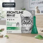 Zarnoor Frontline Plus Spot-On Flea, Tick & Lice Treatment for Cats & Ferrets - 6 Pipettes