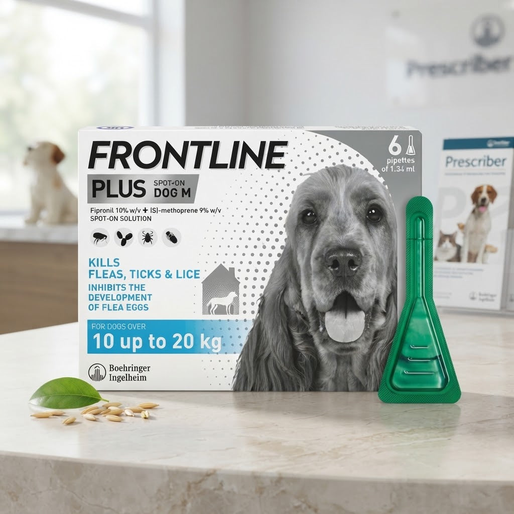 Frontline Plus Spot-On Flea, Tick & Lice Treatment for Medium Dogs (10-20 kg) - 6 Pipettes