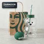 Starbucks Bearista Glass Cup & Straw with Gift Bag & Accessory Set - Zarnoor