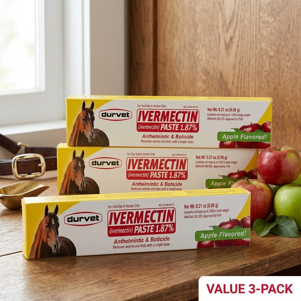 Durvet Ivermectin Paste 1.87% Apple Flavored Horse Dewormer - Value 3-Pack