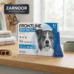 Zarnoor Frontline Spot On Plus Flea, Tick & Lice Treatment for Medium Dogs (10-20 kg) - 6 Pipettes